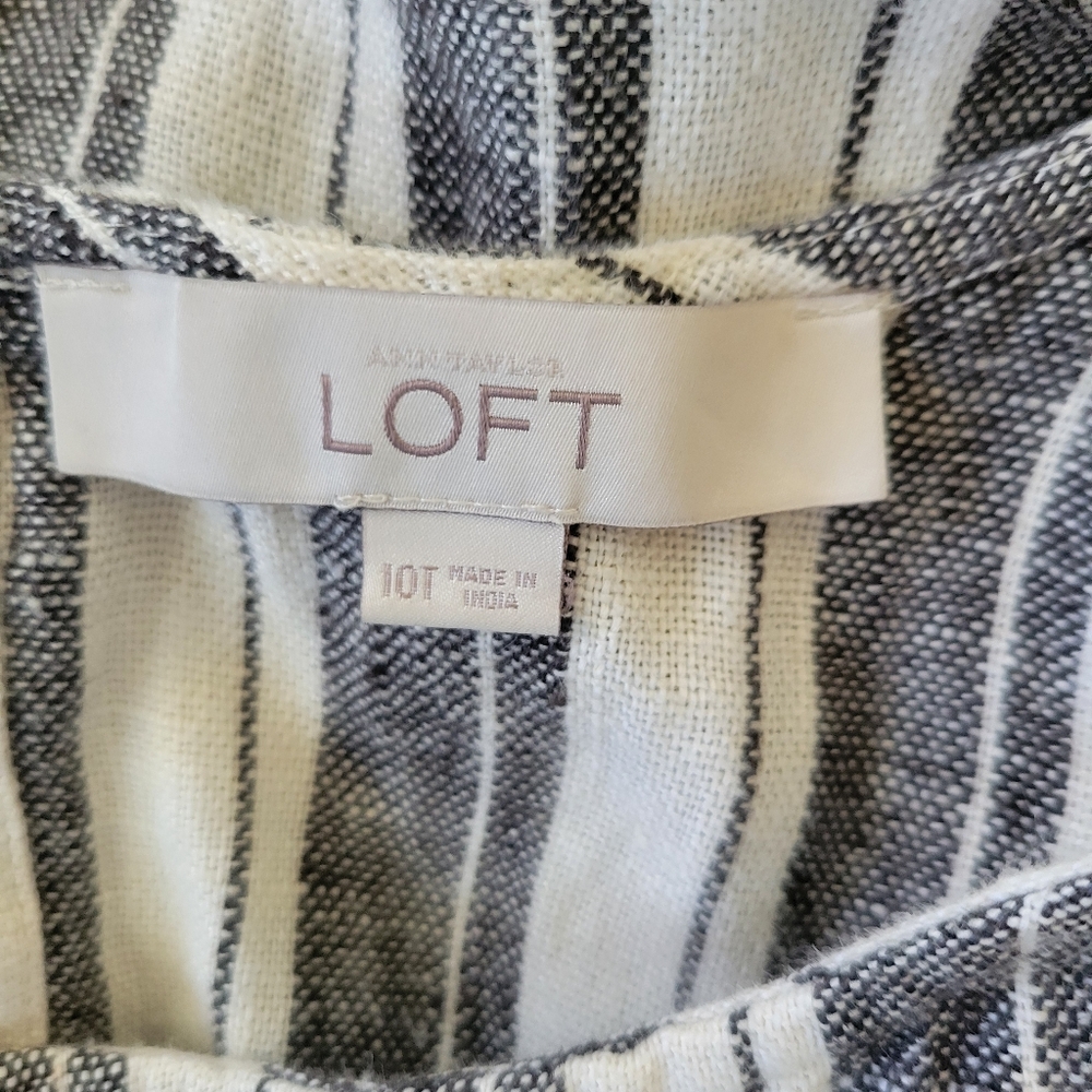 LOFT Ann Taylor Striped Linen Midi Dress Womens Size 10T - Picture 10 of 11